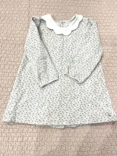 【美品】　プチバトー　スカラップ 襟ワンピース　24m 86cm