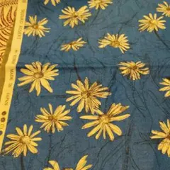 布地　ハギレ　ユワ　ブルー地に花柄　SUZUKO KOSEKI