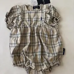 EAST BOY ベージュチェックロンパース 80