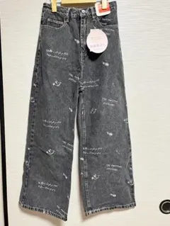 新品未使用　しまむら　アベイル　ワイドパンツ　デニム　刺繍　MPサイズ