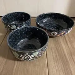 紺色　花柄　深皿　落ち着いた皿　セット　モチーフ　無地　黒　蕎麦皿　器　どんぶり