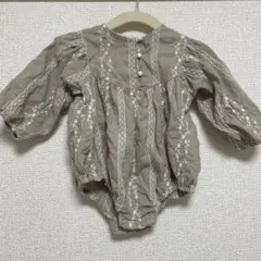 【PETIT KID】韓国子供服/ロンパース/ブラウス/長袖/レース/ベージュ