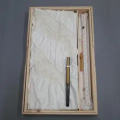 M11-13 正絹 留袖用 帯揚げ 帯締め 末広扇子 白金 3点組 植物