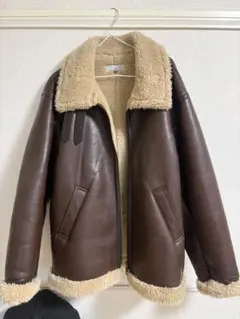 ブラウンレザージャケット・ボア付き