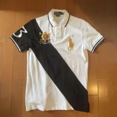 ラルフローレンのポロシャツ ビックポニー　エンブレム ブラック ストライプ