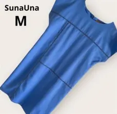 SunaUnaワンピース M ひざ丈 青 ブルー 上品 華やか 高見え 夏コーデのサムネイル