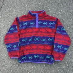 l.l.bean 90s総柄フリースジャケットトカゲ柄魚柄