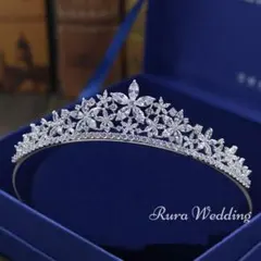 新品ティアラ最高品質ジニコニア結婚式ウェディング髪飾りブライダル王冠前撮りe