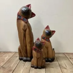 E-4 猫の置物 木彫り 木彫りの猫 アジアン雑貨 バリ雑貨 エスニック