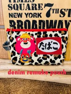 たばこポーチ　アイコスポーチ　デニムポーチ　レオパード