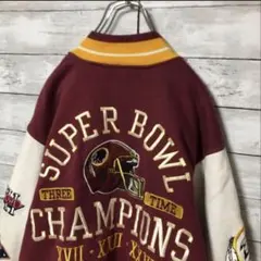 圧巻のデザイン！200着限定✩NFLスーパーボウル 肉厚スタジャン チームロゴのサムネイル