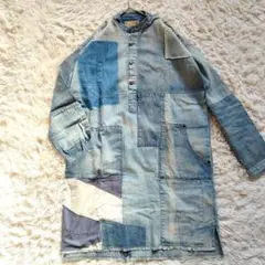 ポロ　ラルフローレン　パッチワーク　デニム　チュニック　シャツ　ワンピース　L
