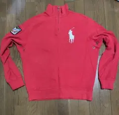ポロ　ラルフローレン　スウェット　ハーフジップ　トレーナー　赤