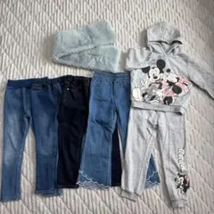 破格　美品　デニム　パンツ　セットアップ　ゴムパンツ　女の子服　小学生　幼稚園