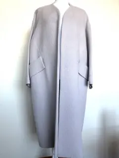 Chaosカオス ニット素材 ロングコート グレー バイカラー シンプル 