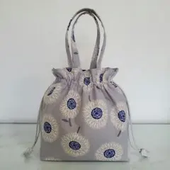 巾着トートバッグ・ダリア・綿麻キャンバス・ハンドメイド
