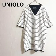 ユニクロ 半袖カットソー L コットン100% ボーダー カジュアル ゆったり