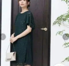 訳ありコムサイズム【結婚式・お呼ばれ・通勤対応】 ラッセルレース ワンピース　M