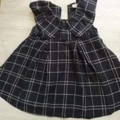 petit mine チェック柄ジャンバースカート