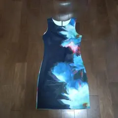 ノースリーブ花柄ミニワンピース 美品