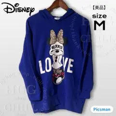 Disney ミニーマウス LOVE ヒョウ柄 フーディー 薄手パーカー