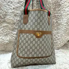 【美品】GUCCIプラス トートバッグ ベージュ スプリーム シェリーライン