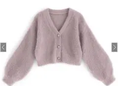 パールボタンシャギーニットカーディガン[kz118] ラベンダー　GRL