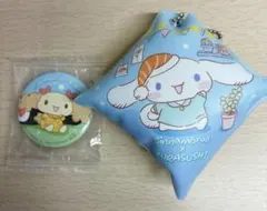 缶バッジ&クッションチャーム：シナモロール　くら寿司コラボグッズのサムネイル
