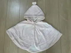 ファミリア　ベビーポンチョ　ケープ　アウター　ピンク　ニット　ひつじ　80 90