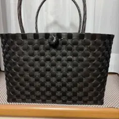プラカゴバッグ　ppバンドカゴバッグ 少し大きめサイズ　黒