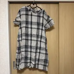 SM2 チェック柄 半袖ひざ丈ワンピース M