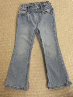 GU ガールズ デニム 100 ストレッチ フレアパンツ