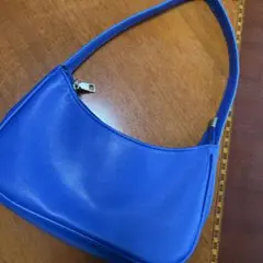 青色 合成皮革 ハンドバッグ