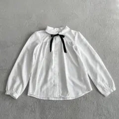 キッズ 140 ホワイト襟付き長袖シャツ・ブラウス