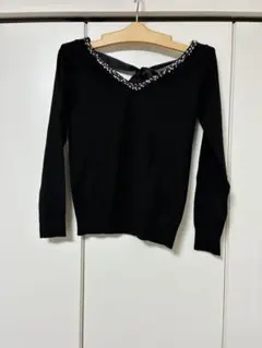 INGNIイング黒ニット　ビジュー付き