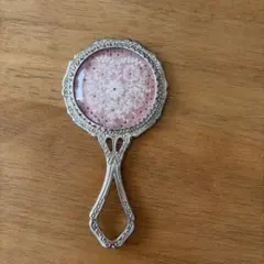 花柄デザイン 手鏡 収納袋付き