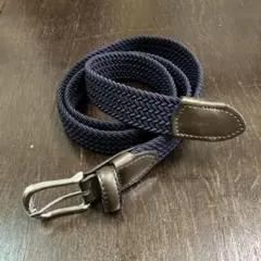 編み込みゴムベルト　メッシュ　ネイビー　フリ一サイズ
