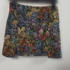 ゴブラン織り 花柄 ミニスカート