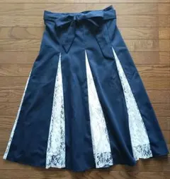 【匿名配送】Nohea ネイビー フレアスカート レース付き Mサイズ