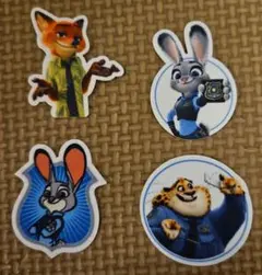 ズートピアワッペンシール キャラクターステッカー ジュディ ニック　ベンジャミン