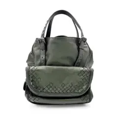 ボッテガヴェネタ トートバッグ イントレチャート レザー グリーン メタリック