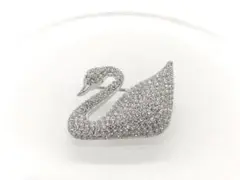 状態良好 ■ スワロフスキー ブローチ■パヴェクリスタル スワン 白鳥シルバー系