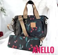 ✨限定コラボ✨アネロ　ショルダーバッグ　チェリー柄　ポーチ付き　ハンドバッグ