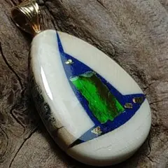 【希少】天然マンモス牙インレイペンダントトップ14K化石ターコイズカナダ金