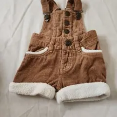 ブラウン コーデュロイ ショートオーバーオール