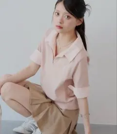 Chico 刺繍入り襟付きポロニット