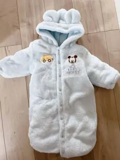 美品　ミッキー耳付きフリースロンパース
