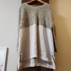 自由区✴美品　ニットセーター ベージュ ゆったり　滑らか生地