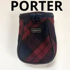 【美品】ポーター ブルーム PORTER 赤 チェック マルチポーチ 小物入れのサムネイル