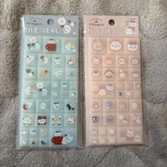 ちいかわ タイルシール 2枚セット　ブルー　ベージュ　立体シール